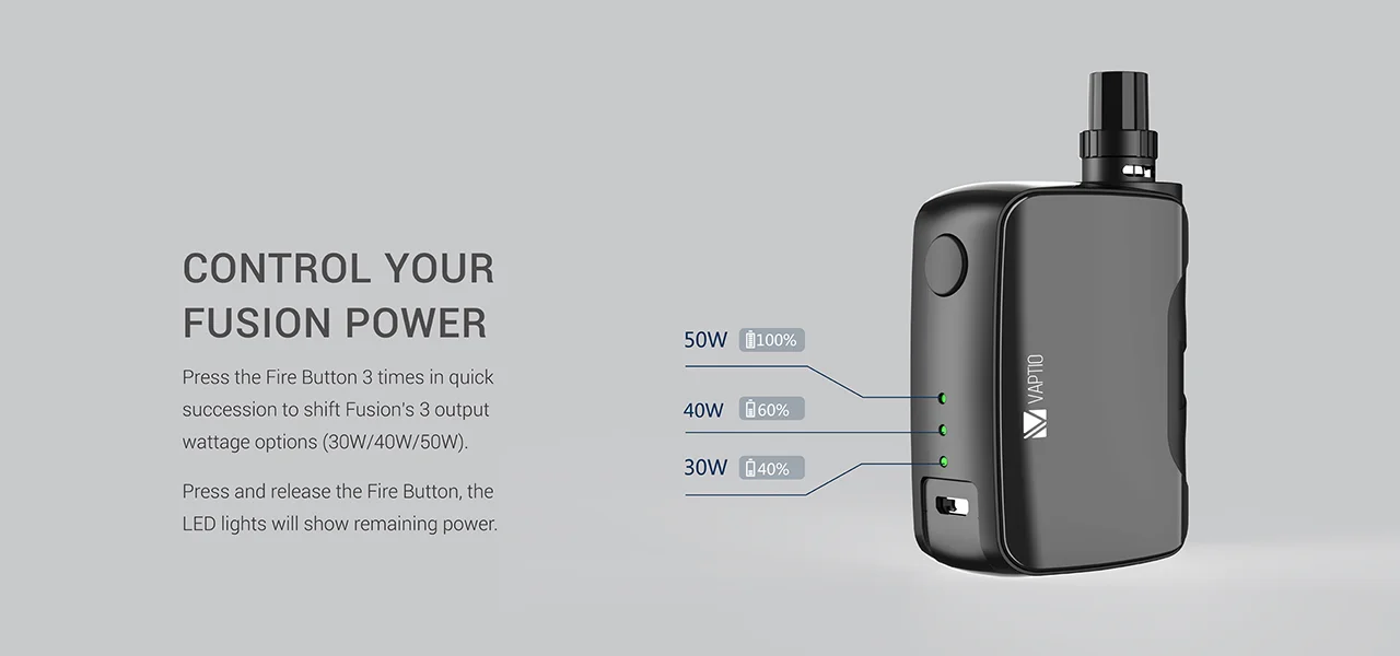 Электронная сигарета Vaptio Vape kit Fusion 1500mah 50W& Palo Kit все-в-одном испаритель батарейный мод для электронных сигарет 0.25ohm