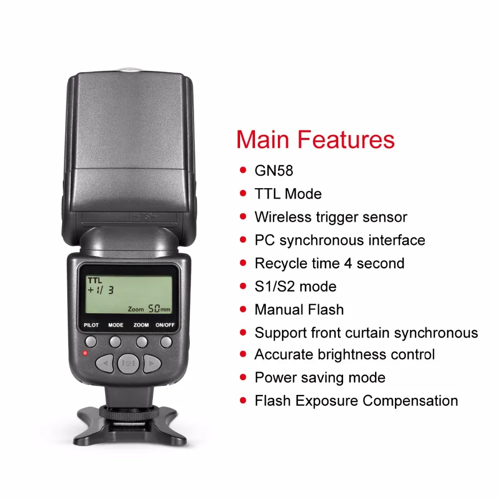 Meike MK950 i-TTL Speedlite 8 Bright Control Flash for Nikon D7100 D7000 D5300 D5200 D5100 D5000 D3100 D3200 D750 D600 D90 D80 |