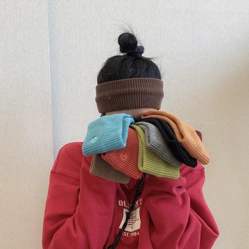 

Knitted hair band female headwear autumn and winter tide knitted wool head band contracted pure color face wash head hoop