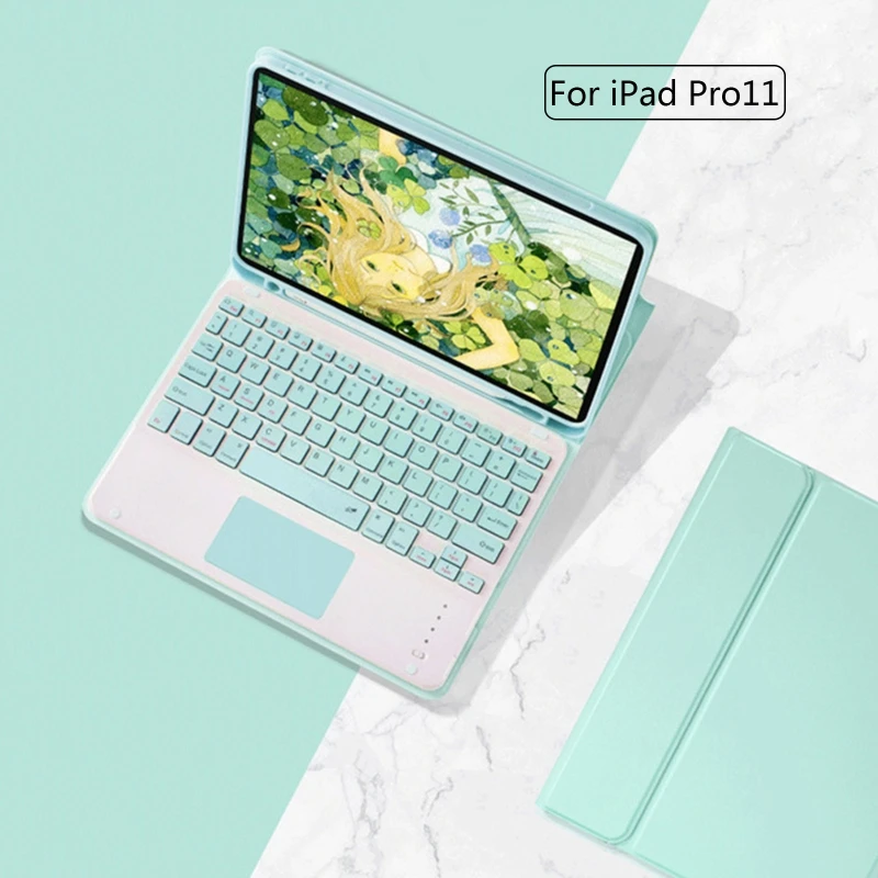 

For Pro11 2018 2020 Ultra Slim Smart Cover Bluetooth Touchpad Keyboard Case Drop shipping