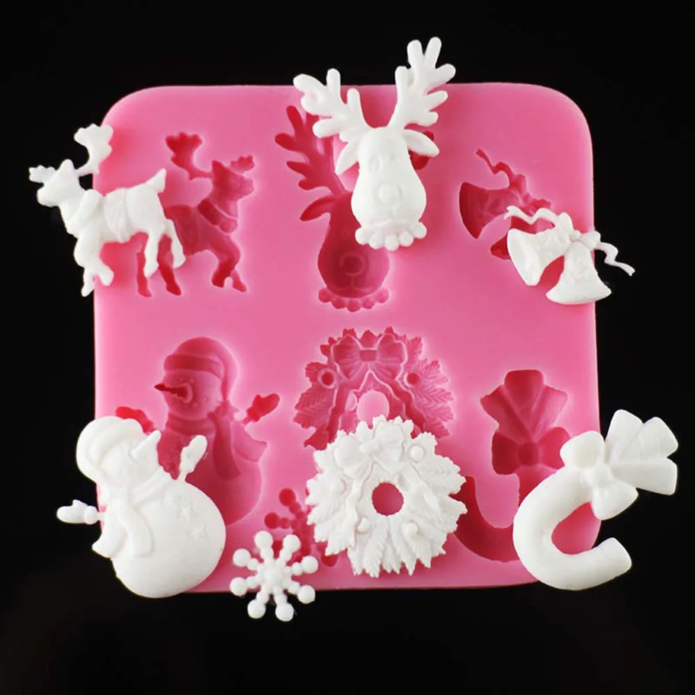 Силиконовая Рождественская елка Санта Клаус лося салазки формы шоколада для