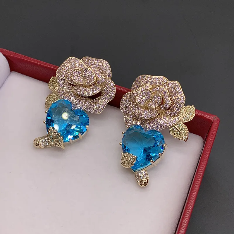 Модные Роскошные серьги-подвески Blincolor с зелеными листьями сердцем и красными