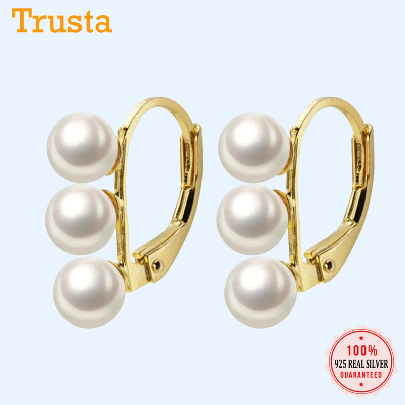 Trustdavis 100% Стерлинговое Серебро 925 пробы Роскошные серьги манжеты с жемчугом для