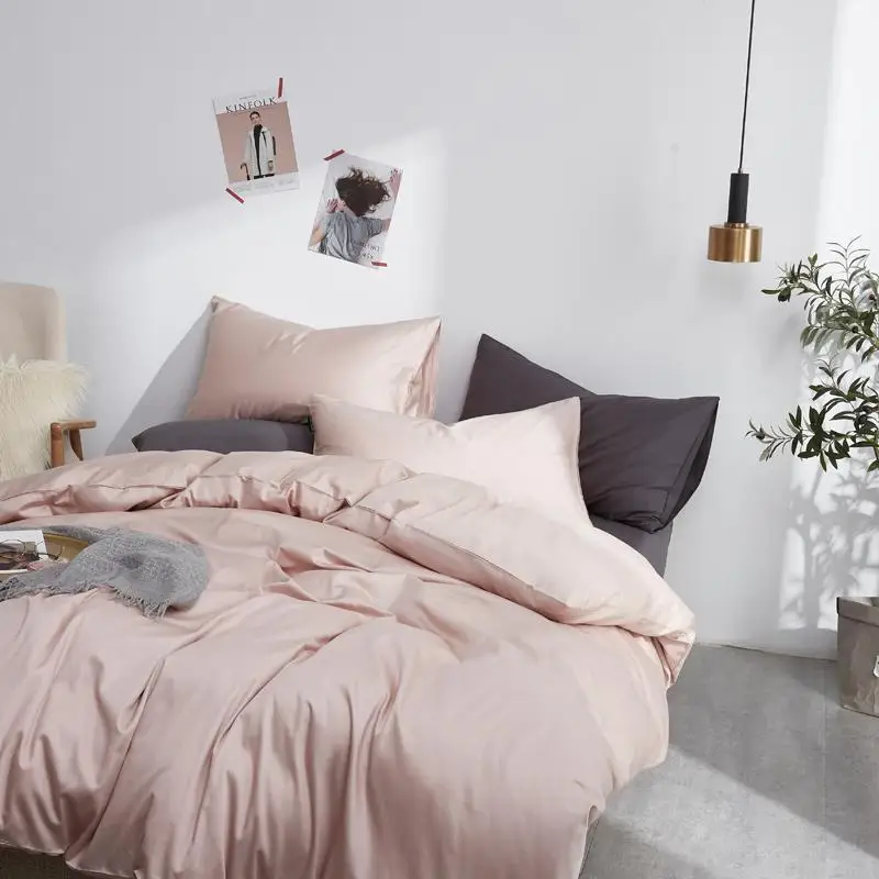 Египетский хлопковый однотонный Комплект постельного белья шелковистый чистый