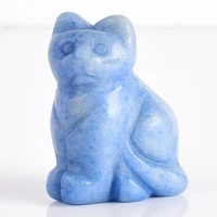 1 5 2 cat statue natural gemstone carving healing crystal animals figurines reiki stones decor wholesale blue aventurine cat