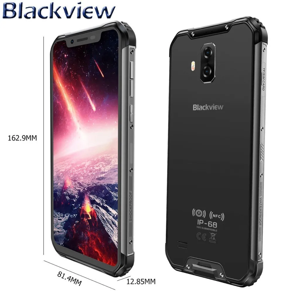 Blackview BV9600 Pro CellPhone 6.21&quot 19:9 FHD Rugged IP68 Waterproof Helio P60 MT6771 Android 8.1 6GB+128GB AMOLED 5580mAh NFC |