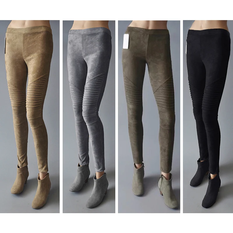 

Suede Elastic Waist Push Up Pants Women Casual Skinny Pencil Pants Tight Elasticity Trousers Pantalon Femme