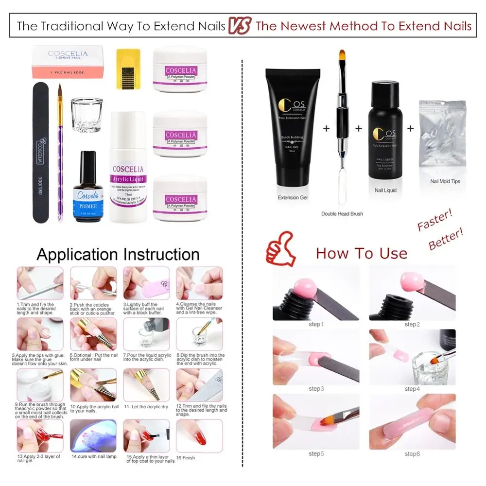 COSCELIA 30 мл Гель лак для ногтей набор инструментов Быстрый строитель био Гели Soak Off