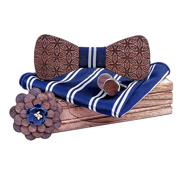 Взрывные модели деревянный галстук бабочка для свадьбы Розовый квадратная брошь