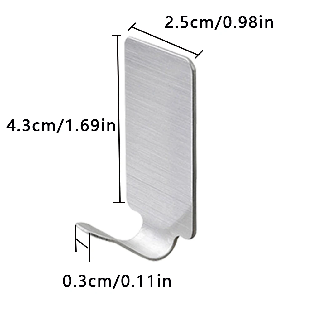 

8Pcs Stainless Steel Hooks Holder Waterproof Adhesive Wall Mount Hanger for Bathroom Kitchen Door Wide Hook