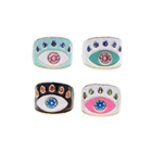 Счастливая Турецкий Дурной глаз большой женское кольцо на палец открытые #7 Rose Gold Цвет розового, белого и синего цвета черный Цвет Фул кольца с эмалью