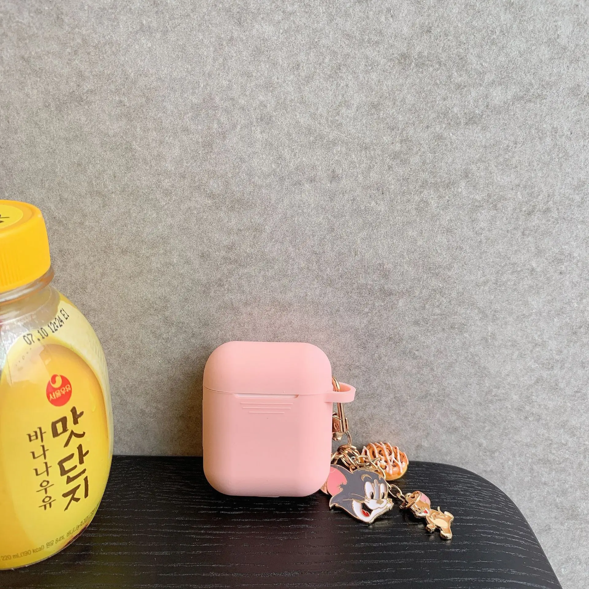 Серый Милый чехол для наушников AirPods мультяшный Кот Том и Джерри брелок беспроводные наушники чехол для Apple Airpods 2 сумка аксессуары - Цвет: Серый