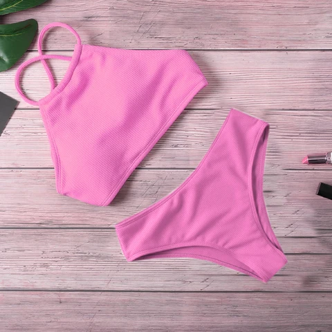 Bikini 2020 Sexy Women Swimwear Bikini Push Up Swimsuit Solid Beachwear Bathing Suit Thong Biquini Bikini Set