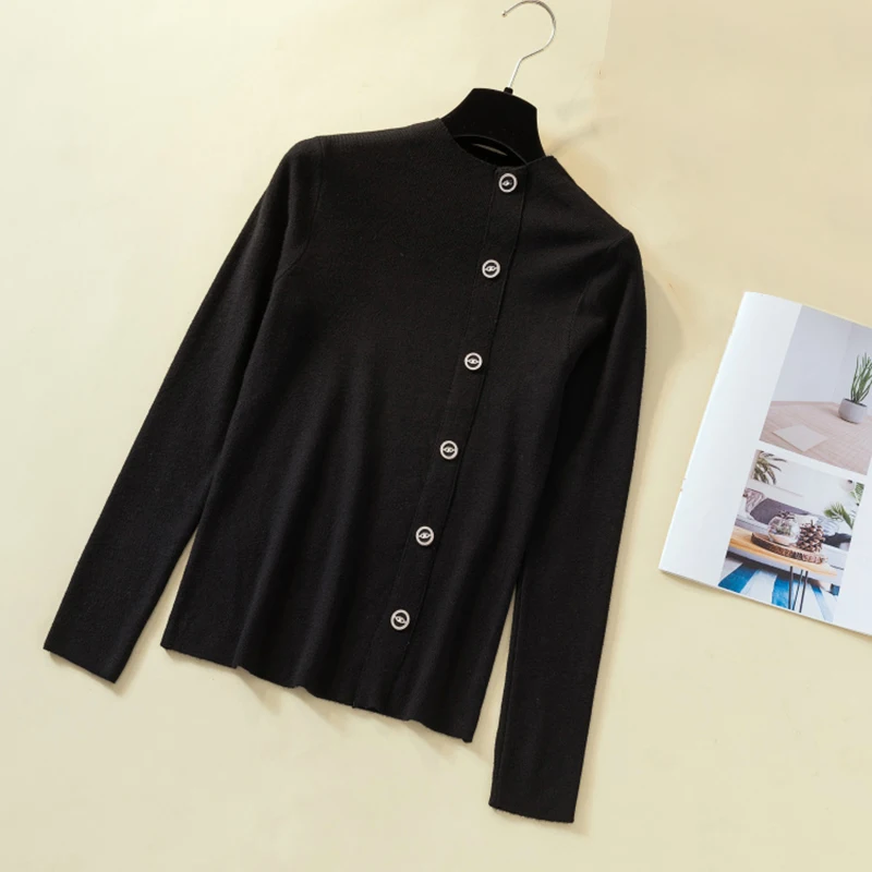 Winter Solid Knitted Women Sweaters And Long Sleeve turtleneck Vintage Pullovers Sueter Mujer Tops Korean Kawaii Button Jumper | Женская