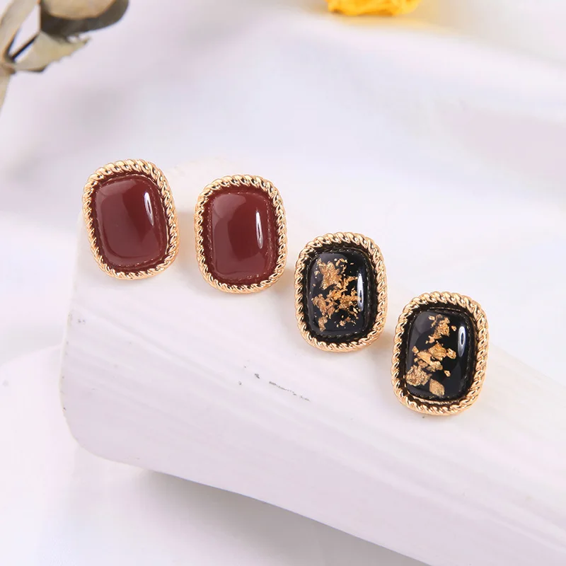 Модные серьги в виде капель для Для женщин элегантные позолоченный металл черный