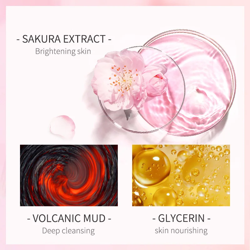 Грязевая маска для лица и тела Pure Body Naturals Sakura Очищающая от акне черных точек