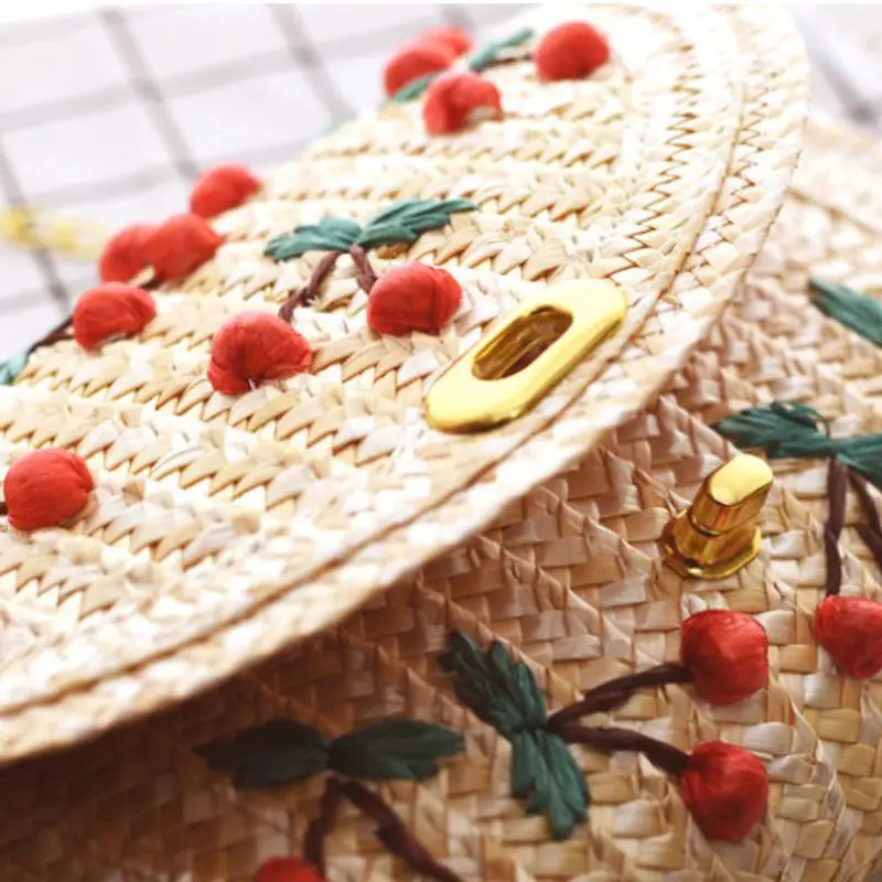 Женский соломенный кошелек с фруктами и вишней пляжная сумка-мессенджер клатч