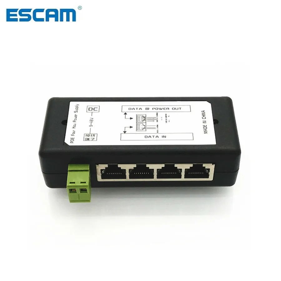 PoE адаптер питания ESCAM 4 порта 8 портов Ethernet блок контактов 5(+)/7 8(-) вход DC12V-DC48V для