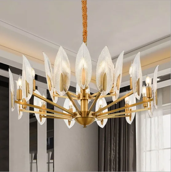 Постмодерн светильник шная медная лампа с перьями и кристаллами простая