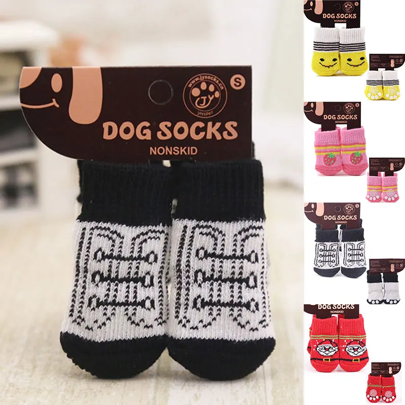 4 шт. S/M/L мягкие носочки для домашних животных милые Нескользящие Носки с рисунком