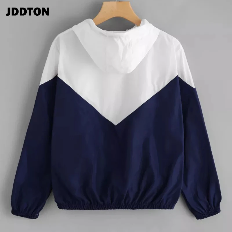 JDDTON Женская куртка с капюшоном в стиле пэчворк ветровка цветная блочная весенне