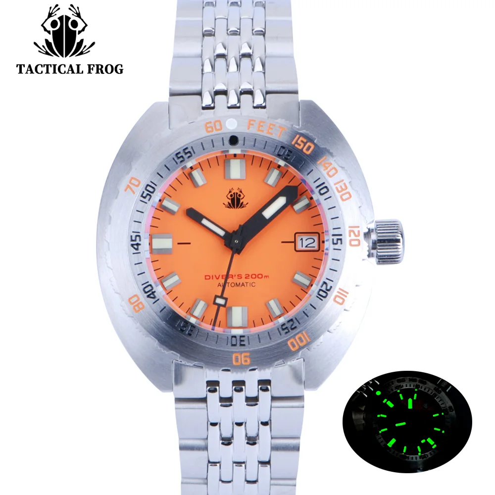 

Tactical Frog SUB 300T V2 Automatic Watch 44mm Orange Dial Sapphire Rotating Bezel NH35 Mechanical Movement 200m Waterproof Lume