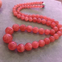 Top Natural Ice Red Rhodochrosite Necklace For Woman Lady Clear Crystal Round Beads Gemstone Long Chains Jewelry AAAAA 5-12mm