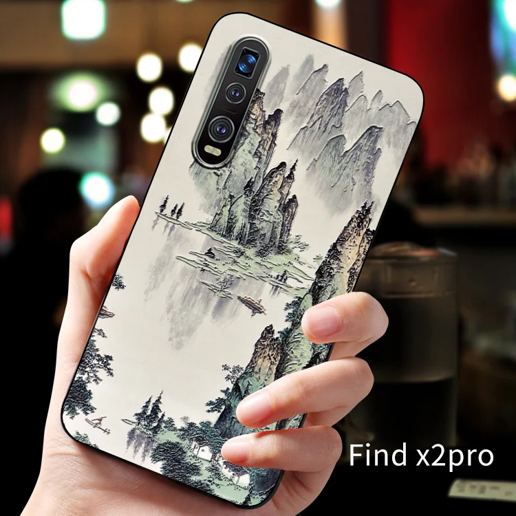 Рельефный винтажный Чехол oppo findx2 в Восточном китайском и японском стиле чехол