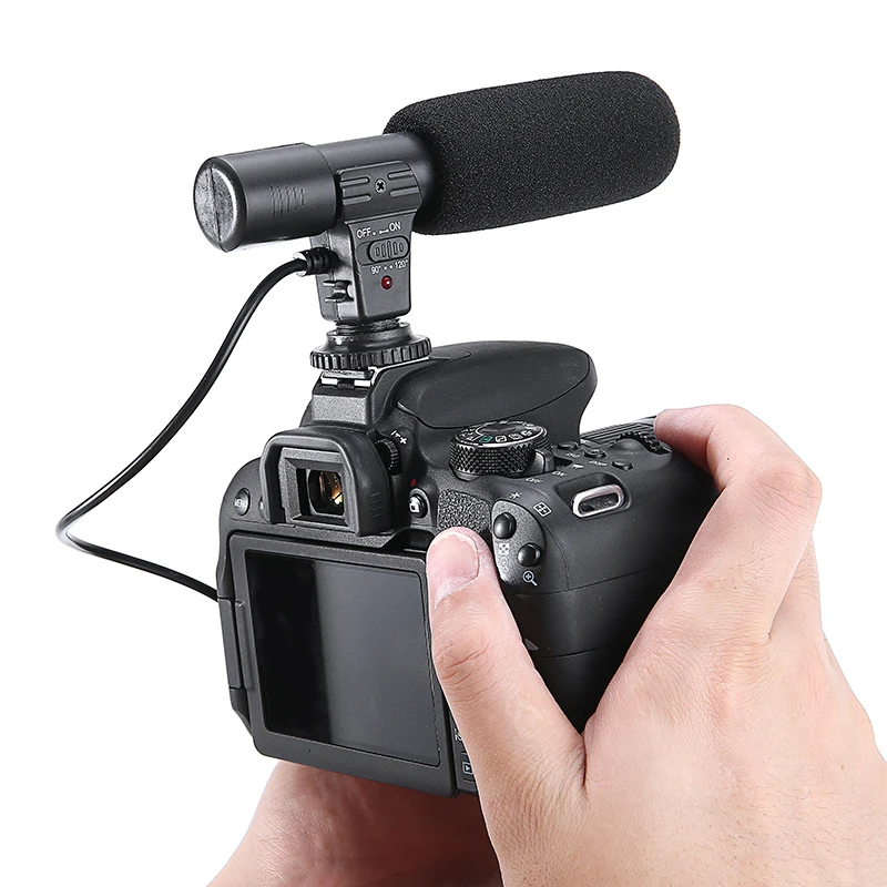 Новый 3 5 мм внешний стерео микрофон с 3V CR2 батарея видео Запись для Canon/Nikon/DSLR