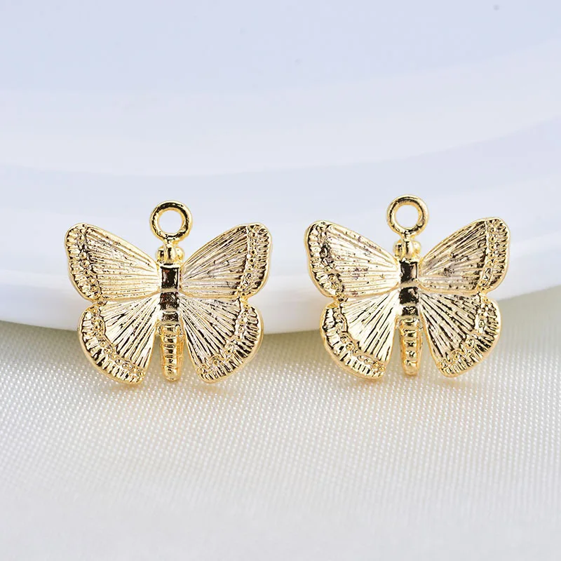

10PCS Classics 24K Gold Color Brass Butterfly Charms Pendants High Quality Diy Jewelry Findings Accessories wholesale