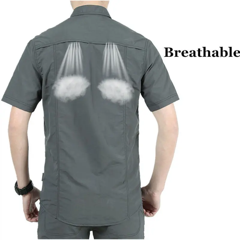 

Men Quick Dry Shirts Summer Outdoor Short SleeveTrekking Hiking Sports Tops Breathable Male Fishing Work Shirts CYF105