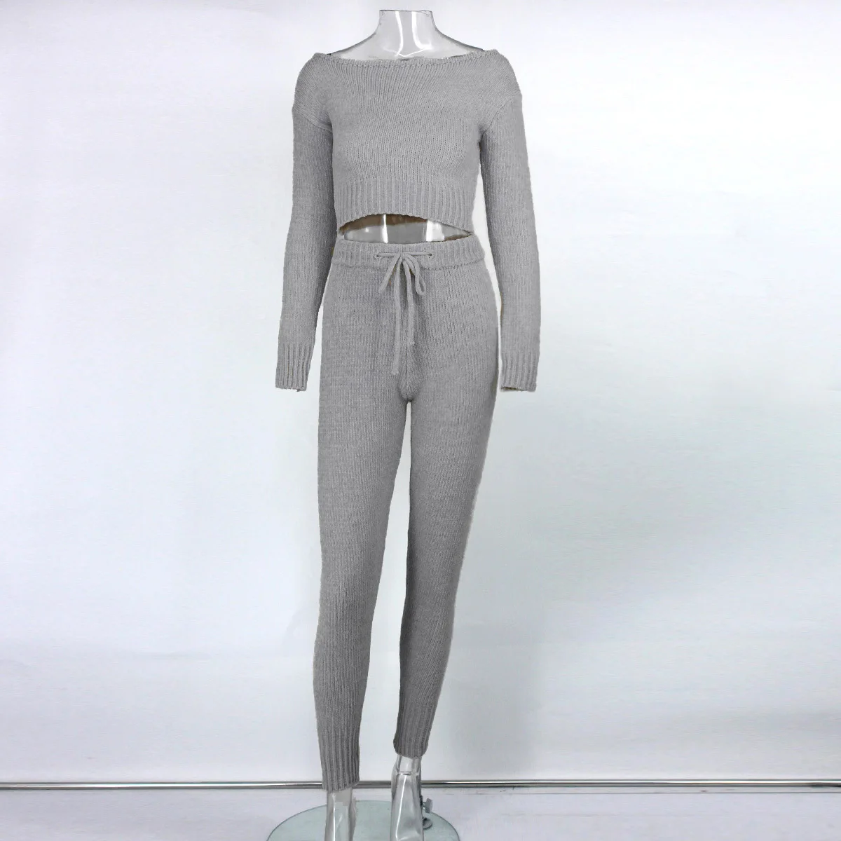 

Giyu Knitted 2 Piece Set Pullover Sweater Women 2020 Winter Tracksuit Crop Top Pants Set Casual Sport Outwear Two Piece Set