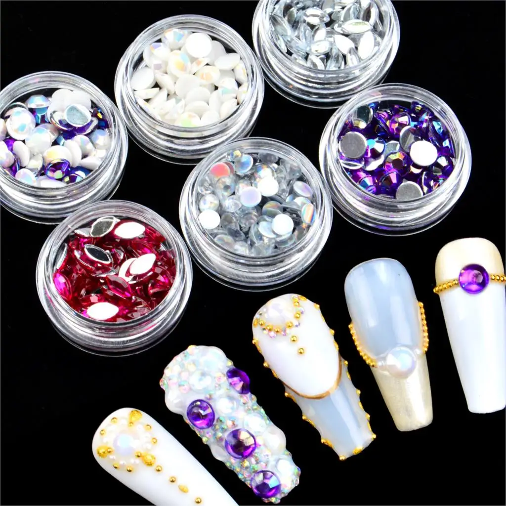 

Mix Sizes Multi-size Rhinestones 3D Nail Art Decorations Crystal AB Flat Bottom Hotfix Studs Stone DIY Beads