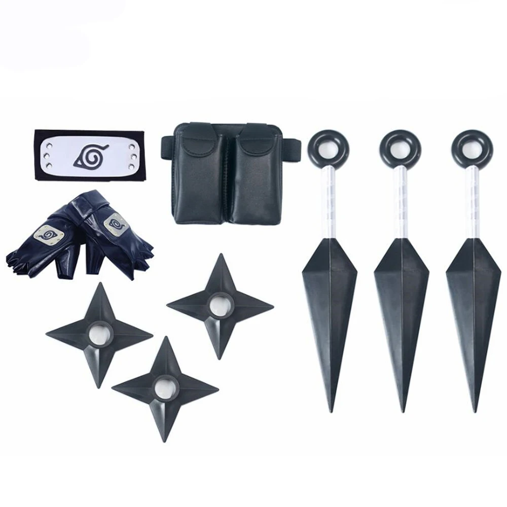 

Anime Headband Cosplay Ninja Costume Accessories Kunai Ring Prop Set Halloween Party Child Adult for Gift