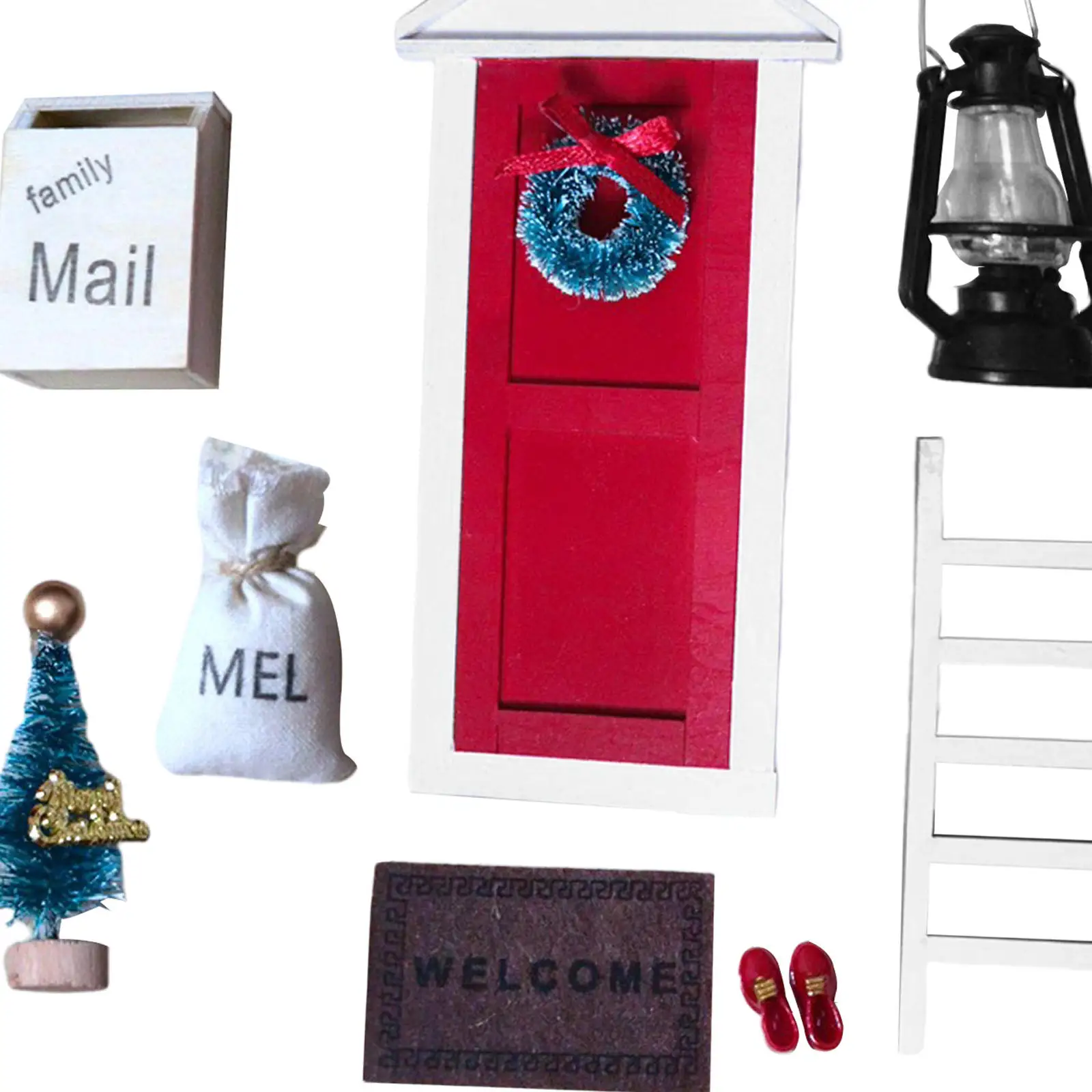 

Набор для кукольного домика, Рождественская сцена, детские подарки, новогодние подарки, почтовый ящик, набор для рождественской елки