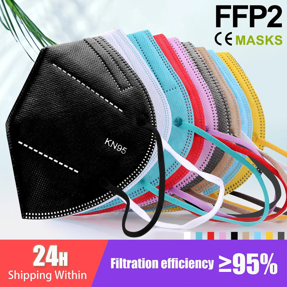 

CE FFP2 KN95 Masks 5 Layers Filter Dust Mouth PM2.5 Fp2 Face Mask Flu Personal Protective Health Care Earloop Mask Fast Shipping