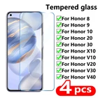 Защитное стекло для Huawei Honor 20109 Lite, закаленное стекло для Honor V, 10, 20, 30 Pro, 8X, 9X, 9S, 20i, 10i, защита экрана, 4 шт.