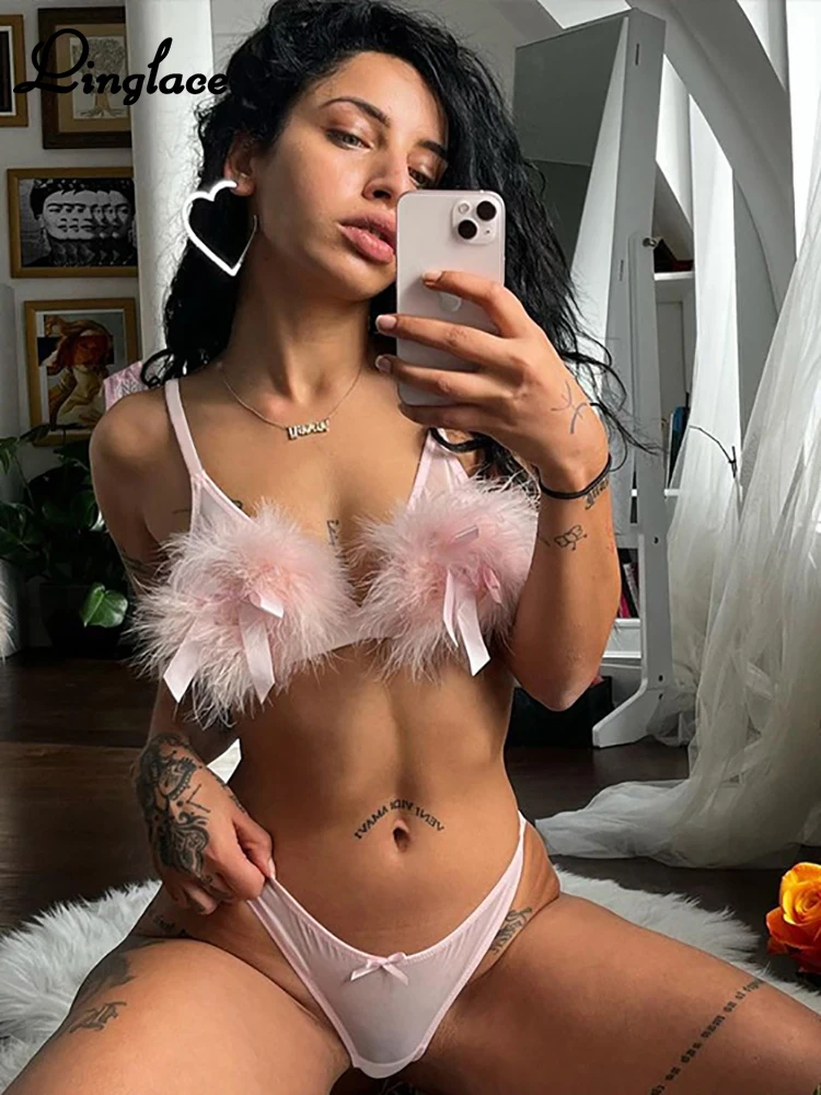 

Linglace милый Комплект эротического нижнего белья с кроличьим хвостом сексуальный порнокостюм G-стринги ролевые игры Сексуальное белье чувст...