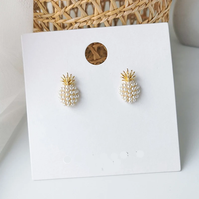 

Gothic Elegant Handmade Simulated Pearl Beads Pineapple Stud Earrings Korean Fashion Women Geometry Jewelry Girl Gift