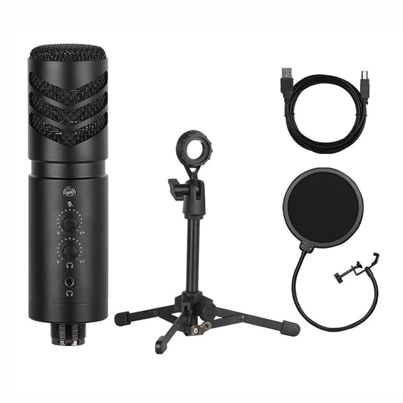 

Конденсаторный микрофон USB микрофон компьютерный микрофон с мониторингом в режиме реального времени для ПК ноутбука игр TIKTOK Youtube