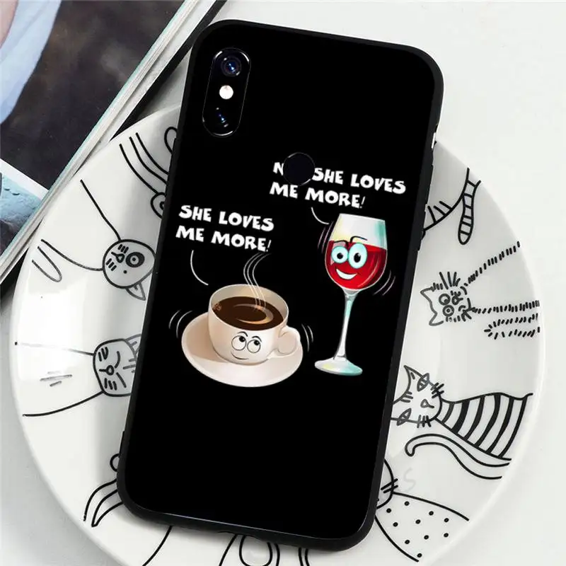 

Funny cute cup coffee wine Phone Case For xiaomi redmi 9 9a 8 8a 7 7a k30 k30pro k20 k20pro mi 9 9t 9se 10 10pro 10lite cover
