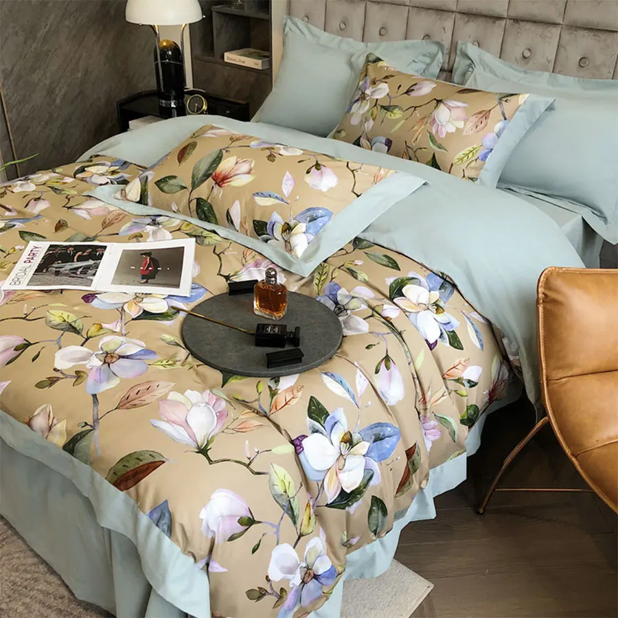 

vintage pastoral pastoral flower bedding set,retro rustic cotton full queen king home textile flat sheet pillow case duvet cover