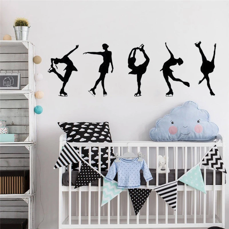 

Figure Skating girls wall sticker Vinyl Ice Skating Decal Personalized Figure Skating Decor Wall Art kik Decal home decor HY309