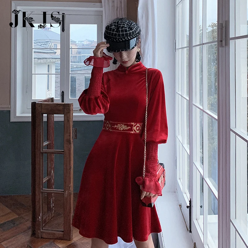 

Cheongsam 2020 Chinese Style Young Girl New Year Toast Dress National Tide Women's Dress Improved Engagement Dress