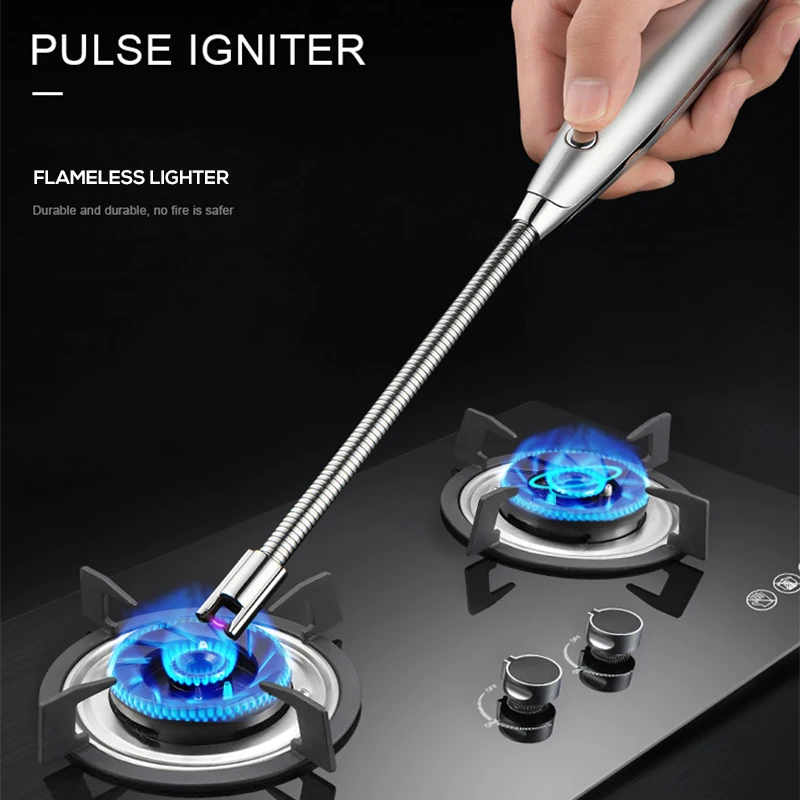 Long Neck Hose Pulse Arc Lighter Windproof With Power Displa