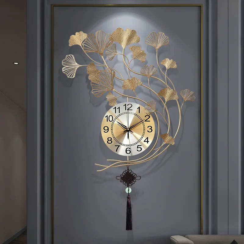 

Chinese Style Big Wall Clock Large Golden Modern Home Wall Clocks Metal Bedroom Kichen Horloge Murale Wall Decoration EH60WC