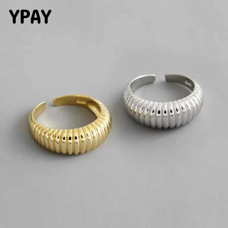 YPAY 100% настоящее 925 пробы серебряные открытые кольца для женщин Корея Ретро стиль