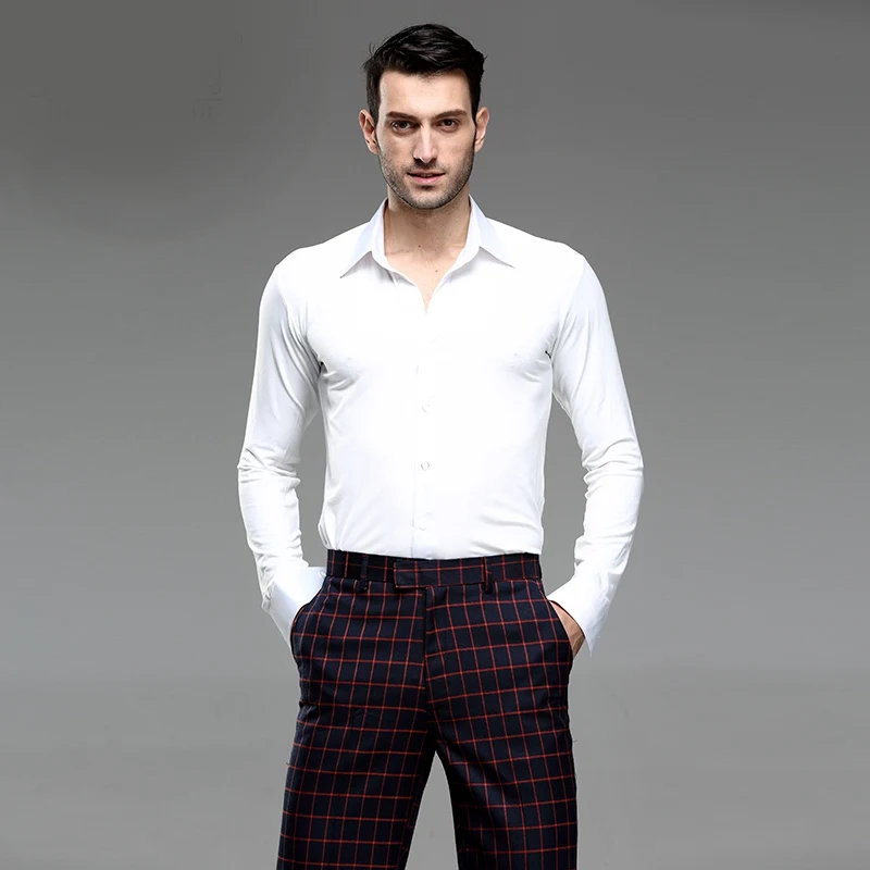 White lapel Новинка, Fantasia, топы для латинских танцев, мужские топы для йоги, бальных танцев, сальсы, Танго, самбы, Одежда для танцев, стандартные топы, Мужская Профессиональная Одежда для танцев - Цвет: White lapel