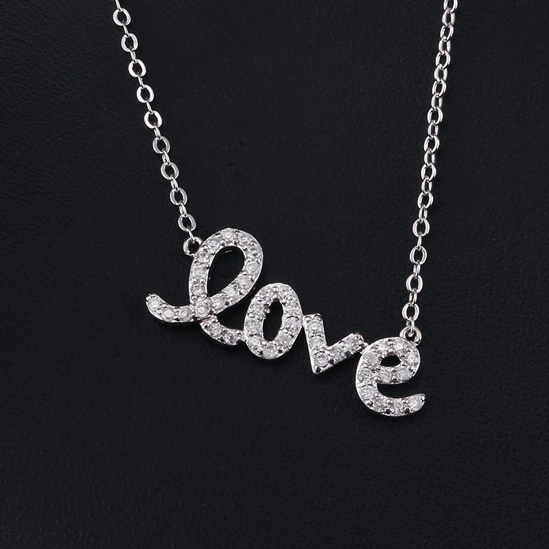 FEEHOW романтичный любовный с буквами ожерелье подвеской в форме кристалла для пар
