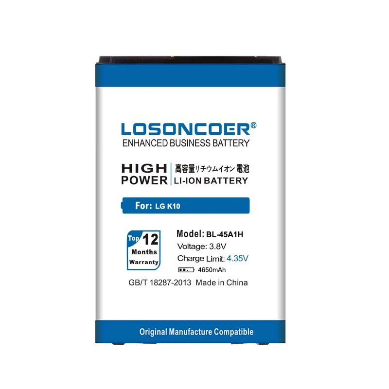 LOSONCOER 4650 мА/ч, BL-45A1H Батарея для LG K10 Батарея F670L F670K F670S F670 K10 LTE Q10 K420 K420N Батарея